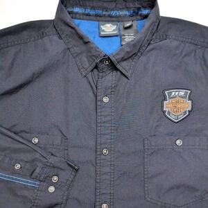 Harley Davidson 115 Years Mens Long Sleeve Button Down Shirt Tall XXL Motorcycle
